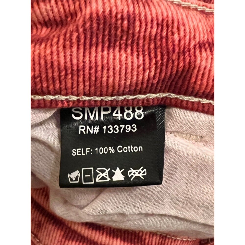 Anthropologie POL Red Pink Mineral Wash Baggy Cargo Pants Jeans Grunge Y2K Large - Picture 7 of 8